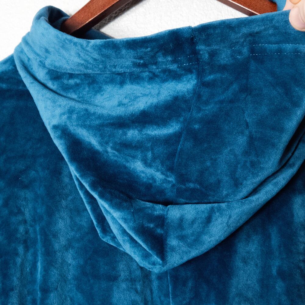 Juicy Couture Velour Cropped Hoodie Blue XL Y2K Bling Indie Sleaze - Picture 6 of 10